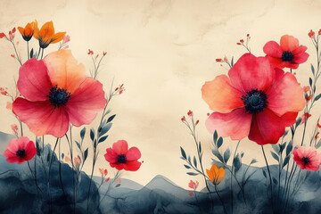 Elegant Abstract Floral Art Background.