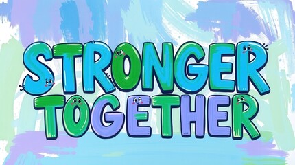 Stronger Together text in blue letters for unity campaigns and social justice awareness