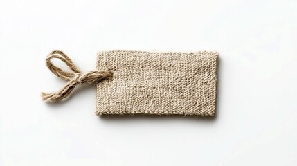 Organic Fabric Tag, GOTS-certified, showcasing earthy tones, emphasizes sustainability and ethical fashion, presented against a clean white background for clarity and focus