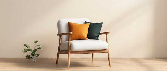 Chair with a plant arrangement on it in a bright indoor space with natural light