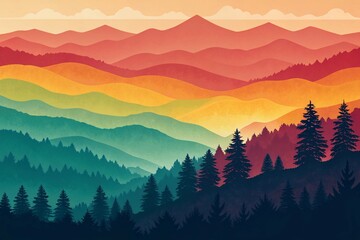 Obraz premium sunset in mountains gradient background colours with dynamic effect