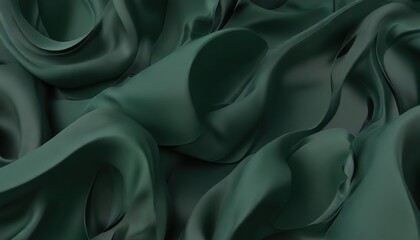 Abstract Emerald Green Draped Fabric Texture Luxurious Flowing Waves of Soft, Smooth Material