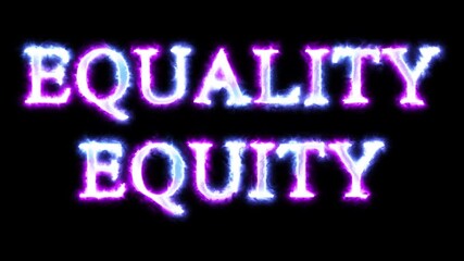 Equality or Equity symbol. concept words Equality or Equity bright glowing neon effects, vibrant and colorful text animation on transparent background - Powered by Adobe