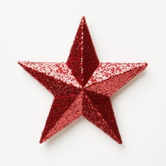 Fototapeta premium Red Glitter Star Festive Decoration art isolated or transparent background