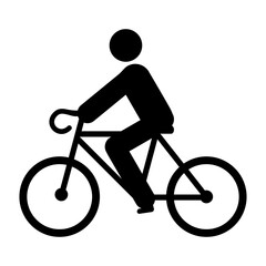 Obraz premium Riding bicycle icon.Cyclist symbol.Bicyclist black silhouette. Flat style vector illustration editable isolated simple design.