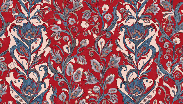 turkish iznik background texture traditional design turkey floral pattern seamless generative ai