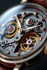 Intricate Design of Classic Mechanical Watch with Gears and Cogs