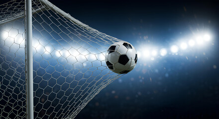 soccer ball in goal net