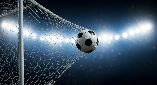 soccer ball in goal net