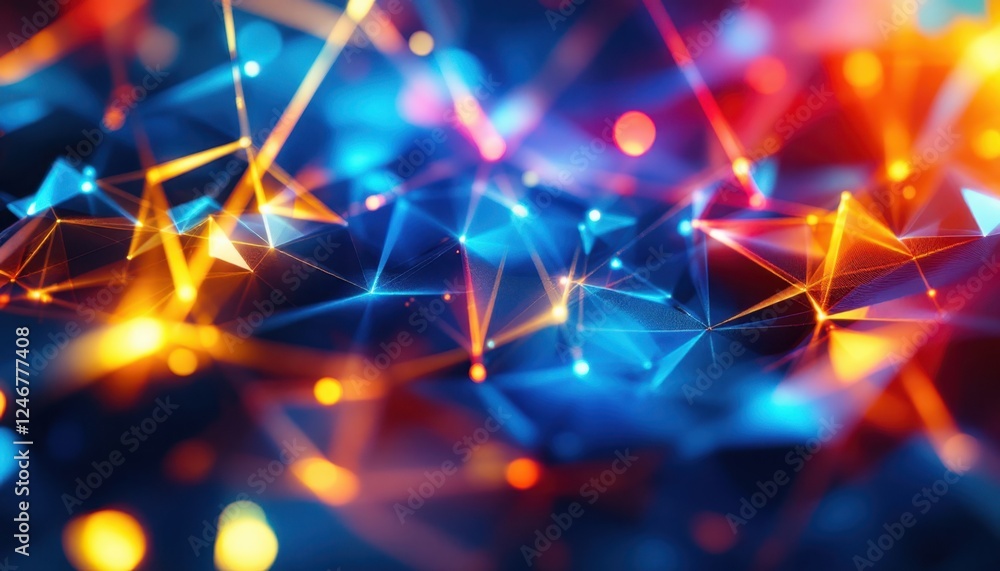 Aufkleber vibrant abstract geometric pattern with glowing triangles and lines