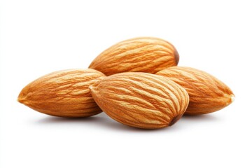 Raw almonds isolated on a clean white background showcase their natural appeal and nutritional benefits for health-conscious consumers