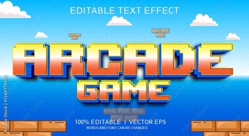 Poster arcade game vector text effect with modern style design