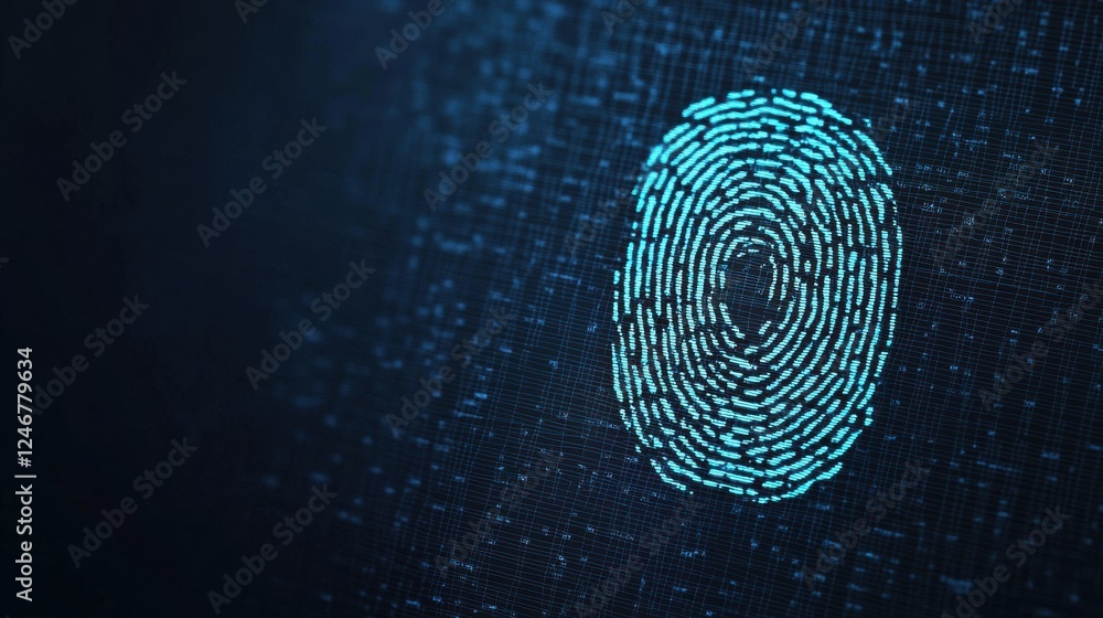 Poster Digital fingerprint on a dark background, showcasing advanced technology and security concepts in a visually striking way.