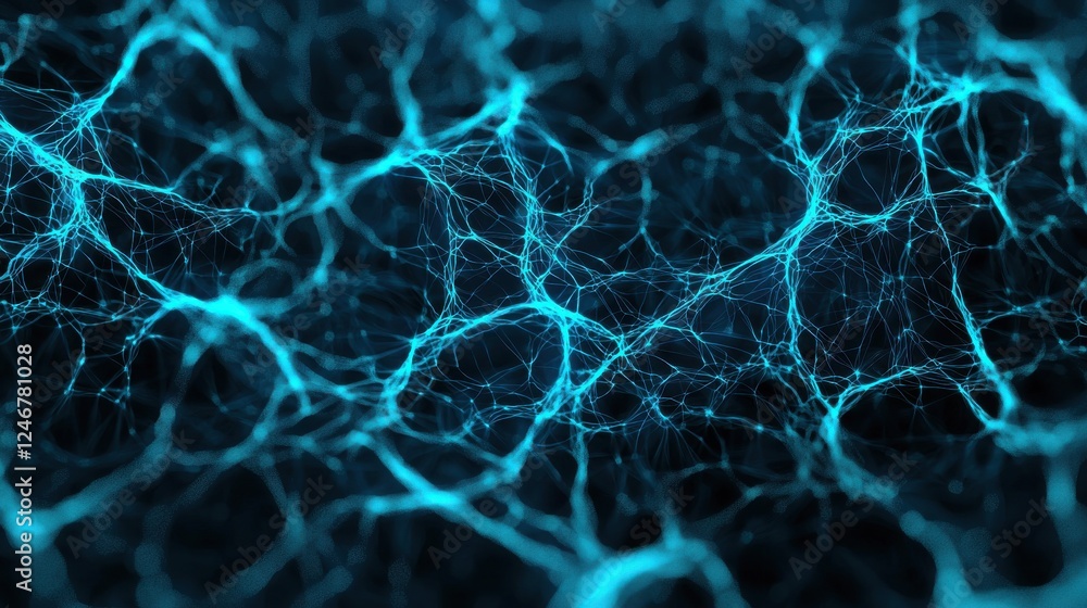 Leinwandbilder abstract blue network texture with intricate lines and glowing highlights, resembling a digital or f