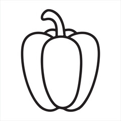Single one line Single bell pepper silhouette on white background
