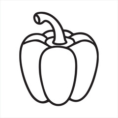 Single one line Single bell pepper silhouette on white background
