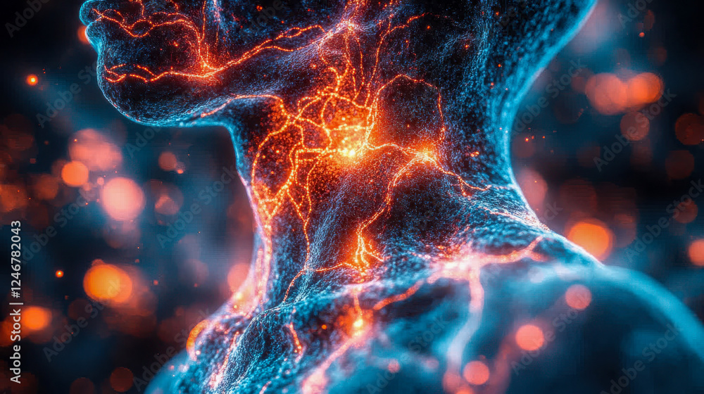 Poster close-up of a glowing neural network visualization with intricate branching structures in an abstrac