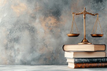 A minimalist representation of a scale balancing books and human figures, symbolizing ethics and social studies