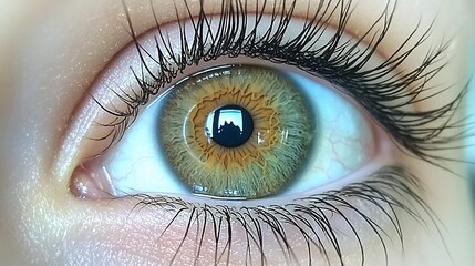 Fototapeta premium Close-up of a hazel eye with reflection.