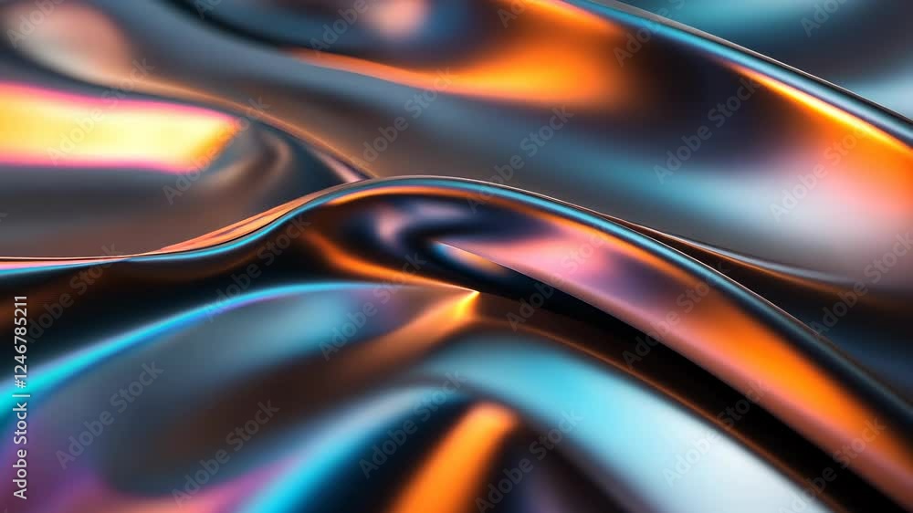 Poster abstract crumpled holographic foil generating iridescent, shimmering surface with dynamic metallic t