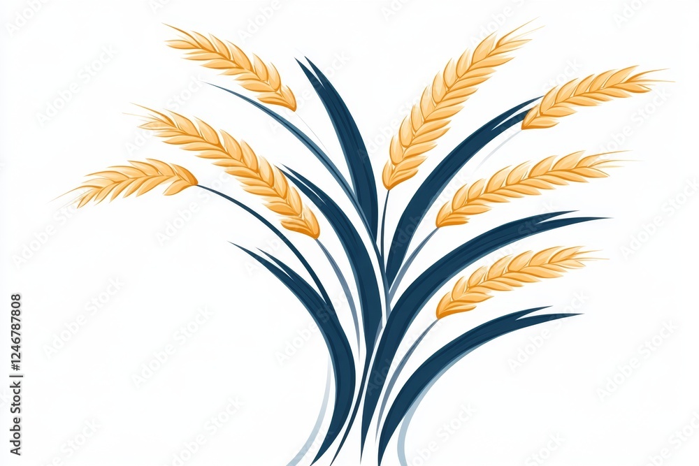 Poster a clean minimalist icon of a wheat stalk with simple, elegant lines