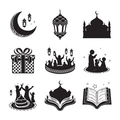 Eid Gift Silhouette – Beautiful Gift Ideas for Eid Celebration Ramadan with lentern design Background