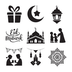 Eid Gift Silhouette – Beautiful Gift Ideas for Eid Celebration Ramadan with lentern design Background