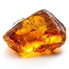 Golden Amber Jewel Raw Gemstone sun rich isolated on transparent background