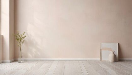 Minimalist Room Interior Design with Light Walls and Wooden Floor