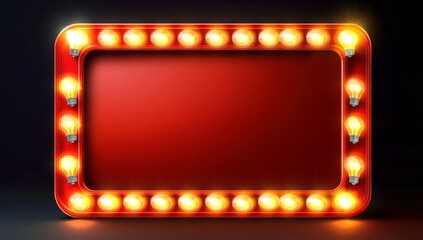 Obraz premium Rectangular Red Light Bulb Frame with Empty Center for Text or Images