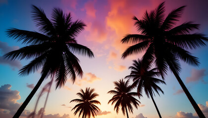 Obraz premium Tropical sunset silhouette