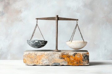 A symbolic image of a scale balancing logic and emotion, representing philosophical debates