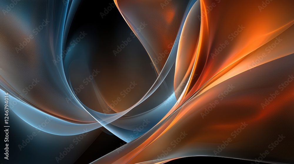 Poster stunning abstract composition of glowing orange and blue light streams, creating a sense of speed an