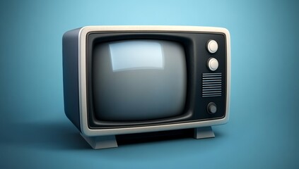 Retro TV on blue background with simple design