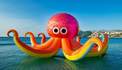 Obraz premium Inflatable octopus sitting on the water