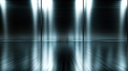 Lit Metal Room, Reflective Floor, Stage Background