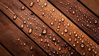 Water drops on brown wood floor