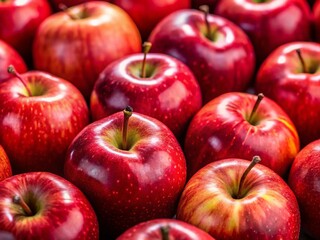 Juicy Red Apples Filling Frame - Vibrant Autumn Harvest Stock Photo