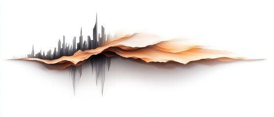 Abstract Cityscape Emerging from Sandy Dunes, A Modern Architectural Concept, Isolated on White Background Cutout