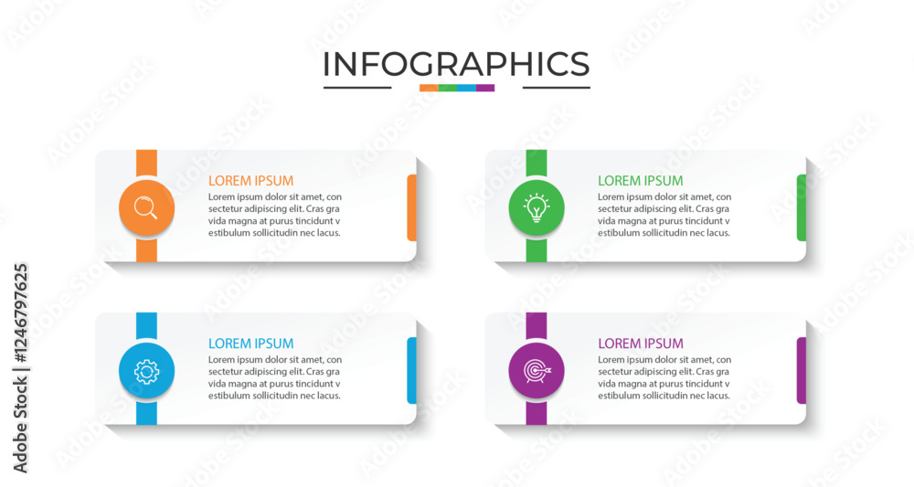 Poster vector infographic label design template with icons and 4 options or steps.