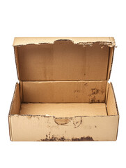 Empty cardboard box, white isolated background
