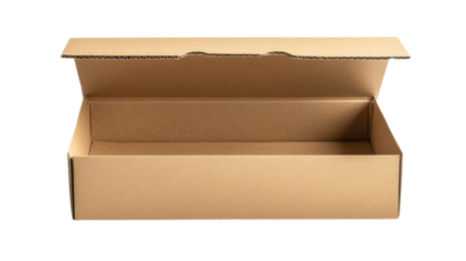 Empty cardboard box on transparent background