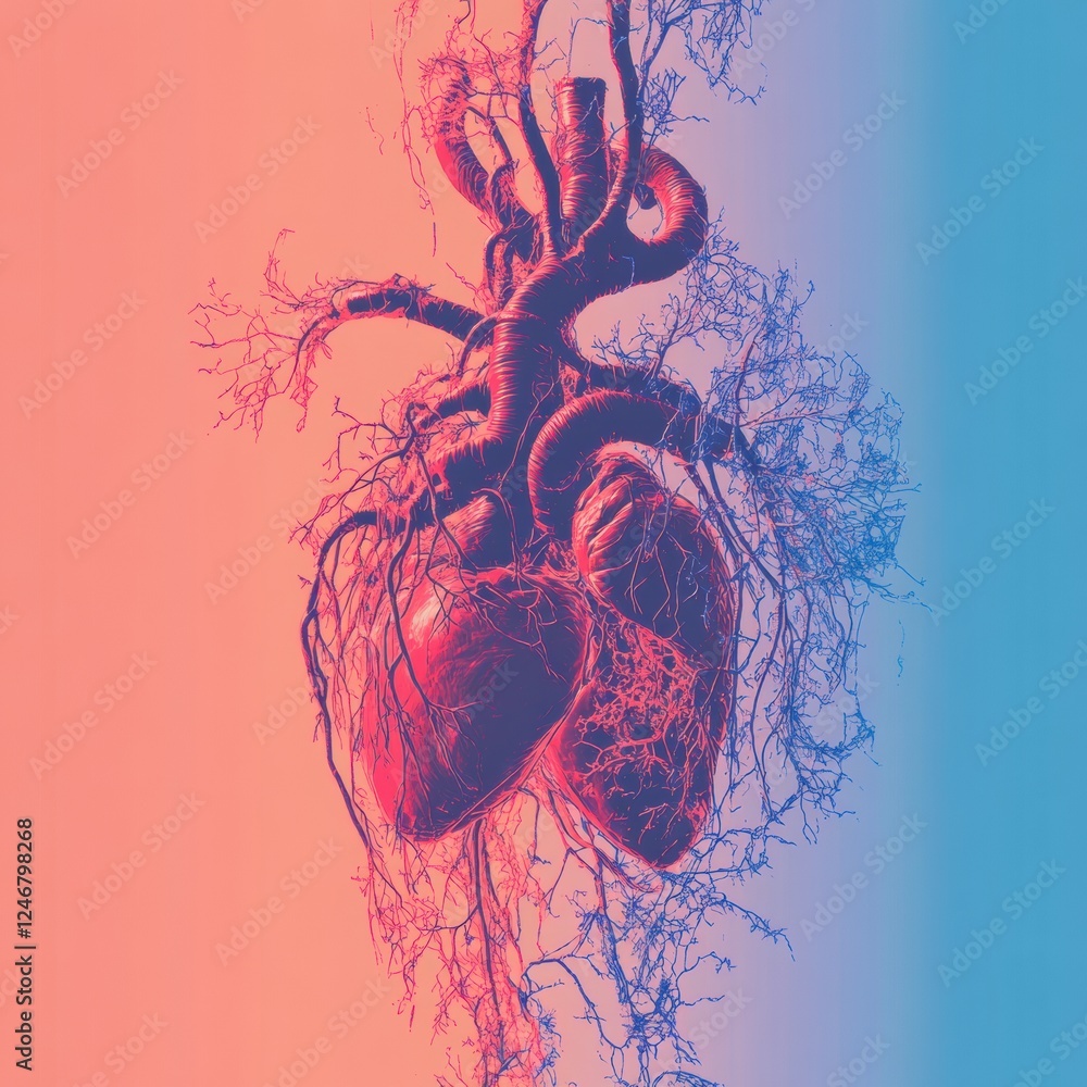 Aufkleber vivid anatomical representation of the circulatory system highlighting veins and arteries with the h