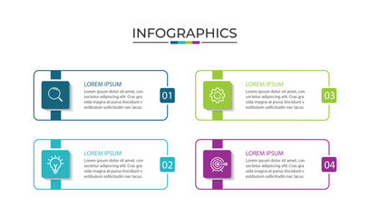 Vector Infographic label design template with icons and 4 options or steps.