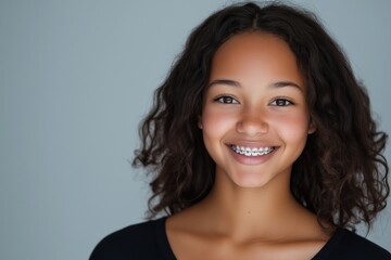 Fototapeta premium smiling girl with braces