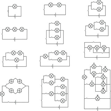 Parallel circuit connection. Vector illustration isolated on a white background