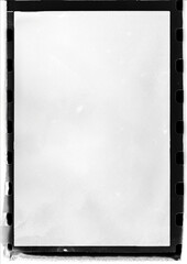 A blank vintage film negative frame with perforations on the sides, featuring a sepia-toned texture and slight scratches, resembling old analog photography materials.