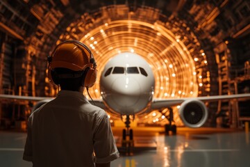 A modern wind tunnel experiment testing aerodynamics on a miniature airplane model