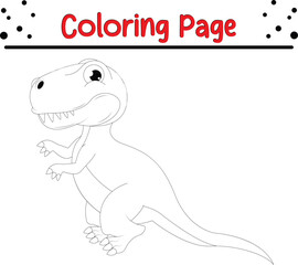 Cute Dinosaur Coloring book page. Jungle Animal coloring page