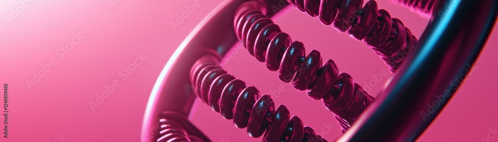 Poster a vibrant, abstract representation of a dna double helix, featuring swirling structures against a pi